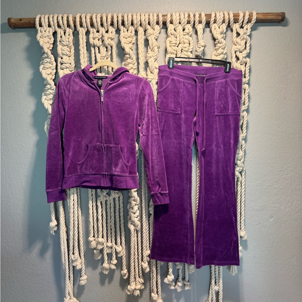 Zenana Outfitters velour purple track suit
